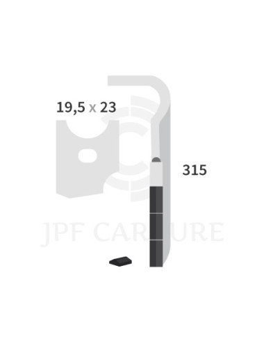 Dent de herse rotative droite 3 plaquettes carbure, fixation rapide, perçage 19.5 x 23.
