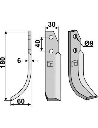 Couteau, modèle gauche