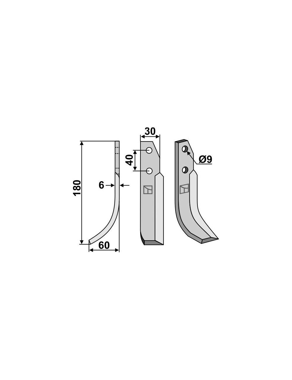 Couteau, modèle gauche