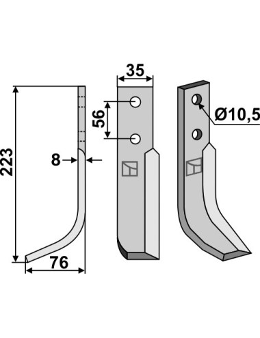 Couteau, modèle gauche