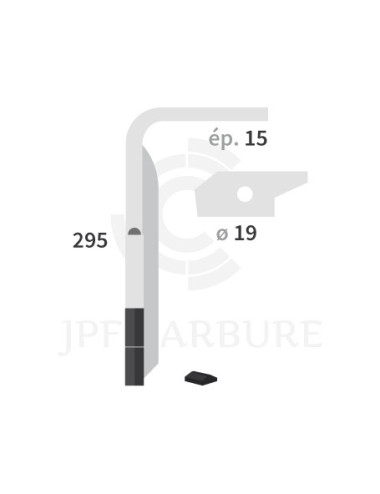 Dent de herse rotative gauche 2 plaquettes carbure, fixation rapide KE 302.
