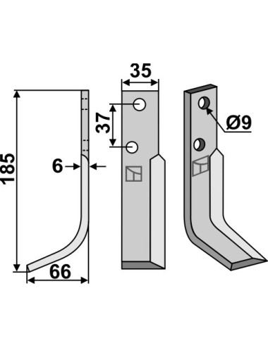 Couteau, modèle gauche