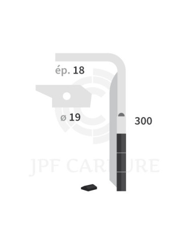 Dent de herse rotative droite 3 plaquettes carbure, fixation rapide KE 303.