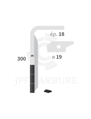 Dent de herse rotative gauche 3 plaquettes carbure, fixation rapide KE 303.