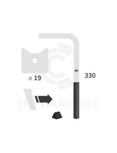 Dent de herse rotative droite 3 plaquettes carbure triangulaires, fixation rapide Cultimix large.