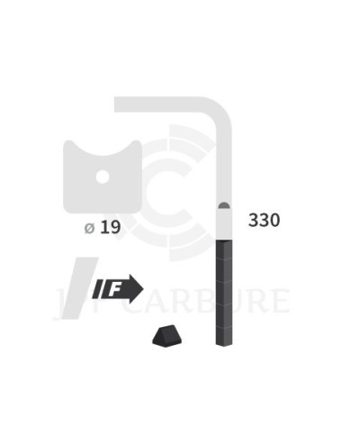 Dent de herse rotative droite 3 plaquettes carbure triangulaires, fixation rapide Cultimix large fuyante.