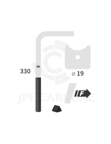 Dent de herse rotative gauche 3 plaquettes carbure triangulaires, fixation rapide Cultimix large fuyante.