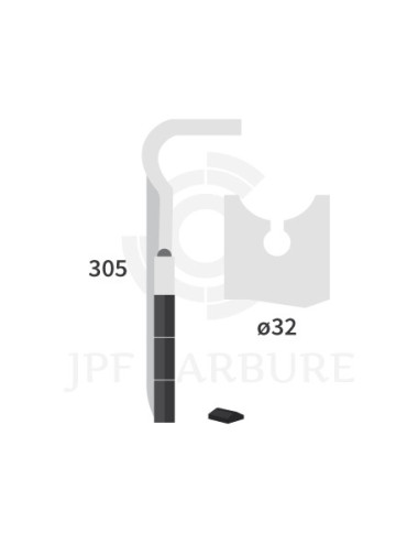 Dent de herse rotative gauche 3 plaquettes carbure, fixation rapide.