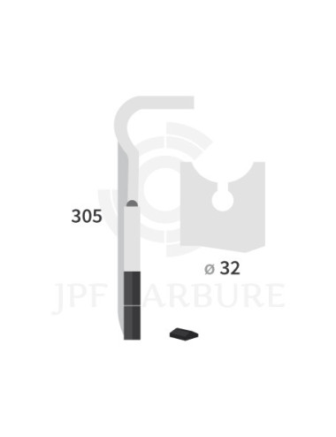 Dent de herse rotative gauche 2 plaquettes carbure, fixation rapide.