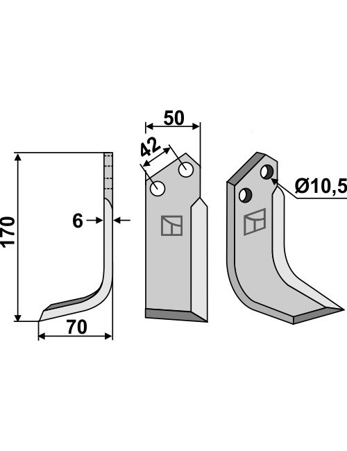 Couteau, modèle gauche