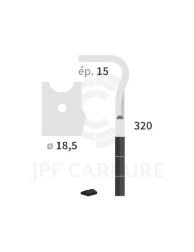 Dent de herse rotative droite 3 plaquettes carbure, fixation rapide.