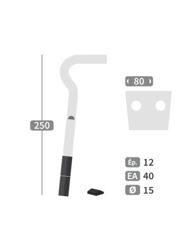 Dent de herse rotative gauche 2 plaquettes carbure