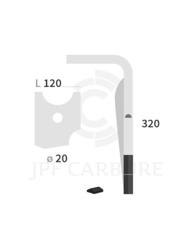 Dent de herse rotative droite 2 plaquettes carbure, fixation rapide.