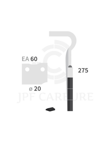 Dent de herse rotative droite 3 plaquettes carbure HK 32.
