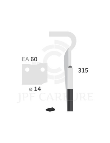 Dent de herse rotative droite 2 plaquettes carbure HK 30.