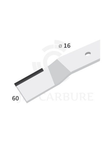 Lame rotalabour droite avec plaquettes carbure, fixation 1 trou.