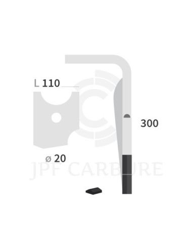 Dent de herse rotative droite 2 plaquettes carbure, fixation rapide.