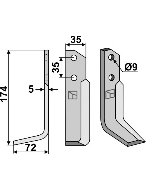 Couteau, modèle gauche