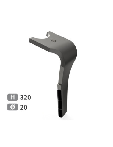 Dent de herse rotative droite 3 plaquettes carbure, fixation rapide.