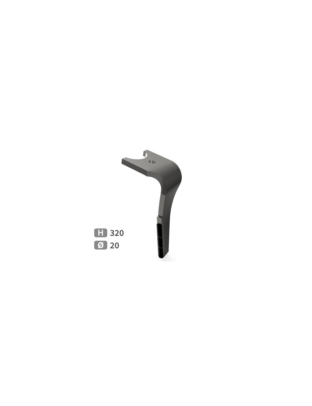 Dent de herse rotative droite 3 plaquettes carbure, fixation rapide.