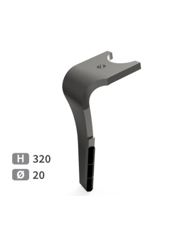 Dent de herse rotative gauche 3 plaquettes carbure, fixation rapide.