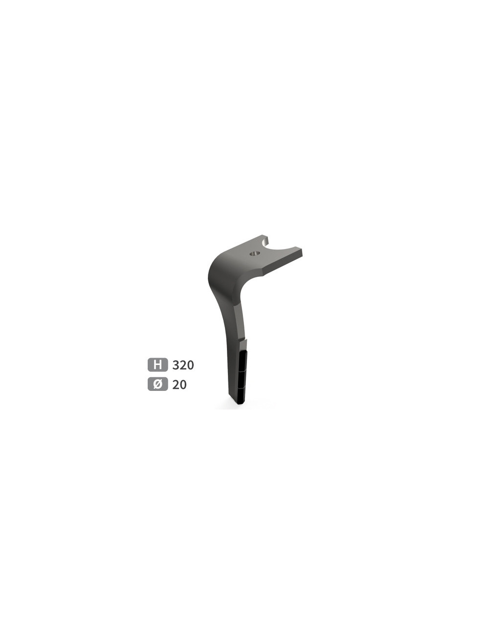 Dent de herse rotative gauche 3 plaquettes carbure, fixation rapide.