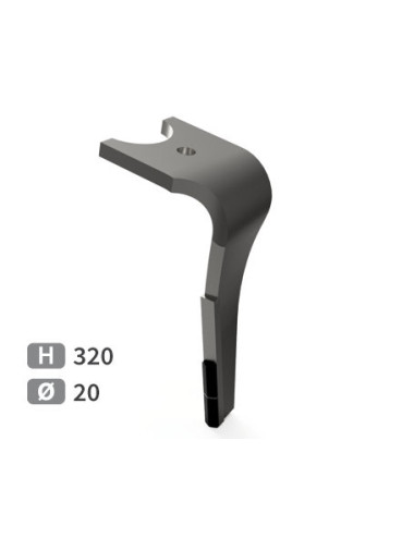 Dent de herse rotative droite 2 plaquettes carbure, fixation rapide.