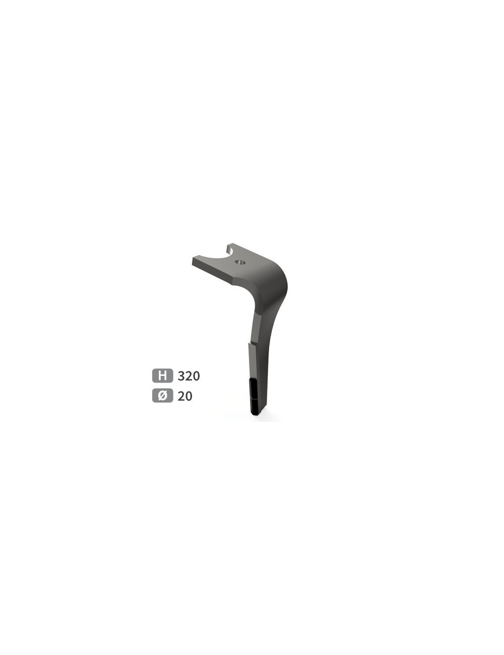 Dent de herse rotative droite 2 plaquettes carbure, fixation rapide.