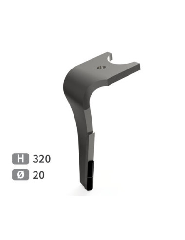 Dent de herse rotative gauche 2 plaquettes carbure, fixation rapide.