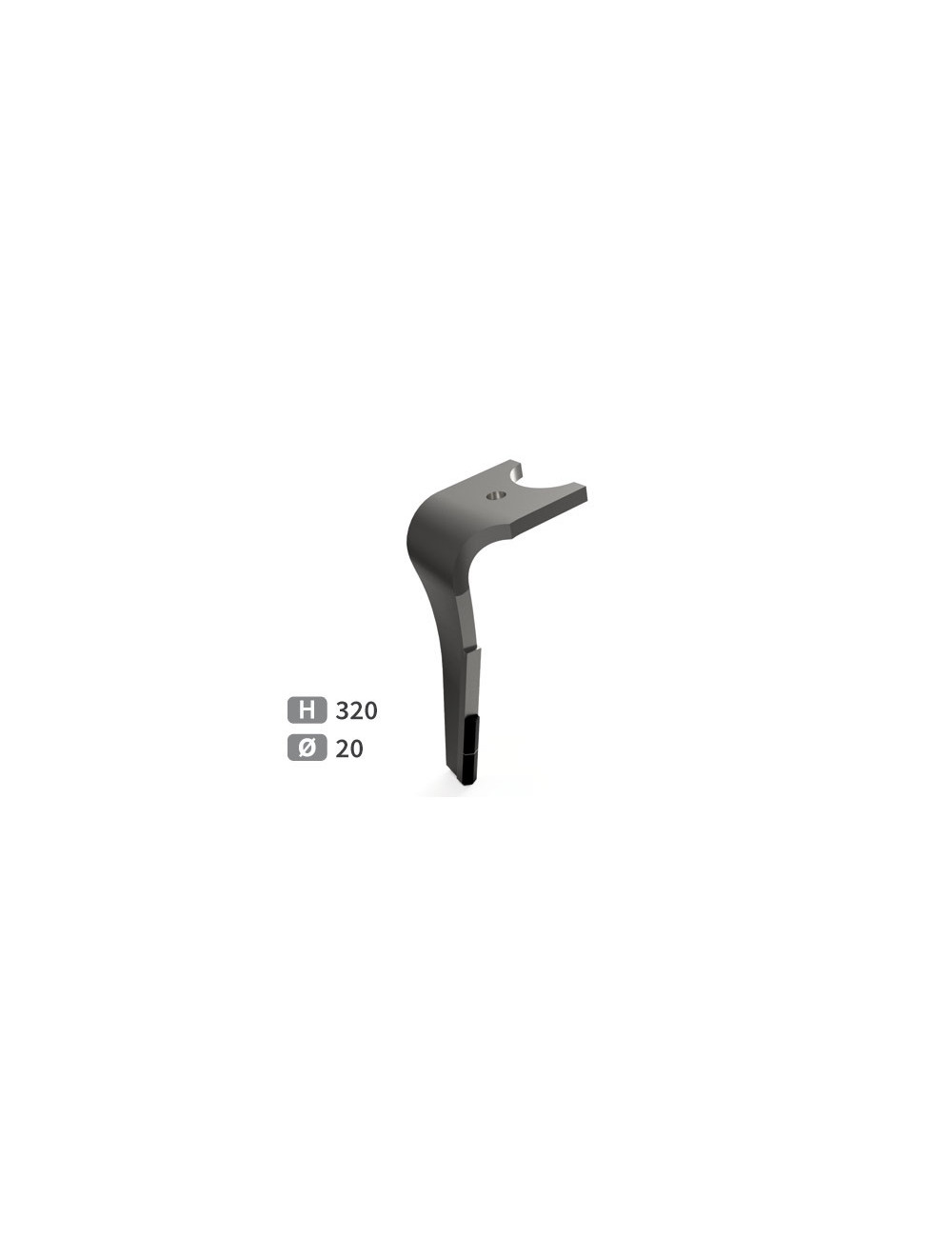 Dent de herse rotative gauche 2 plaquettes carbure, fixation rapide.