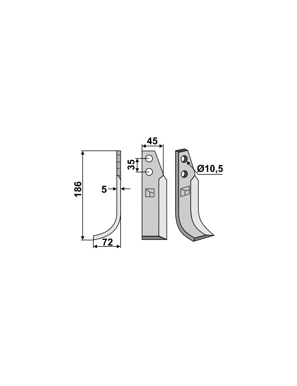 Couteau, modèle gauche