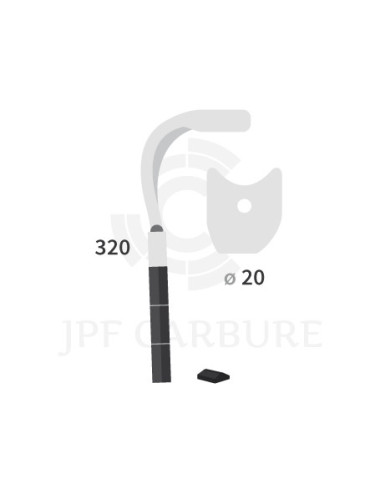 Dent de herse rotative gauche 3 plaquettes carbure, fixation rapide.
