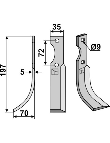 Couteau, modèle gauche