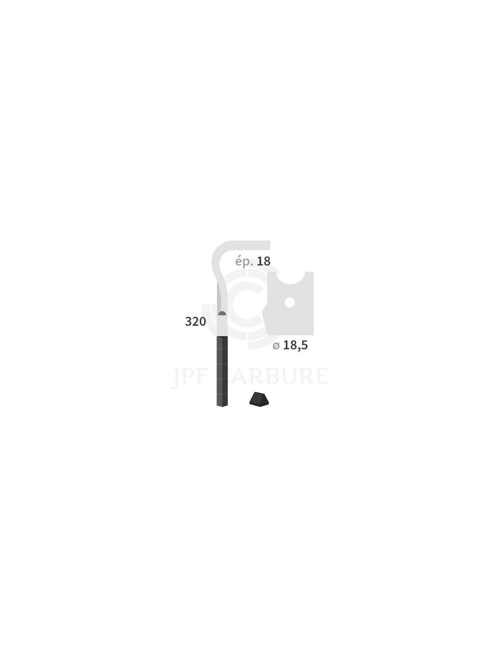 Dent de herse rotative gauche 3 plaquettes carbure triangulaires, fixation rapide Elit.