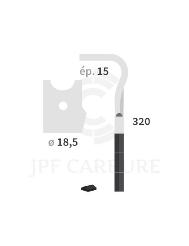 Dent de herse rotative droite 3 plaquettes carbure, fixation rapide Advance.