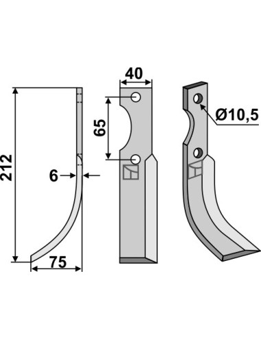 Couteau, modèle gauche