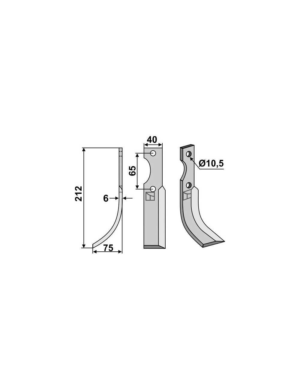 Couteau, modèle gauche