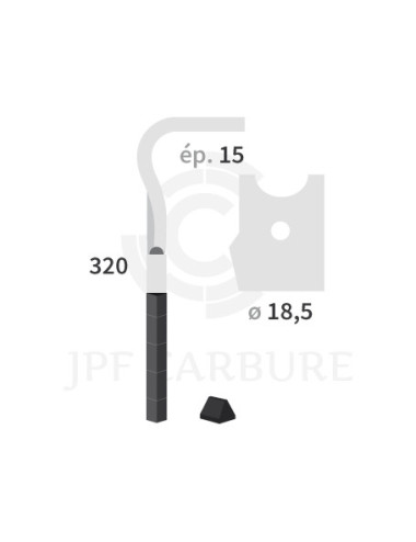 Dent de herse rotative gauche 3 plaquettes carbure triangulaires, fixation rapide Advance.