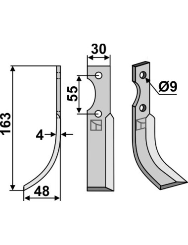 Couteau, modèle gauche