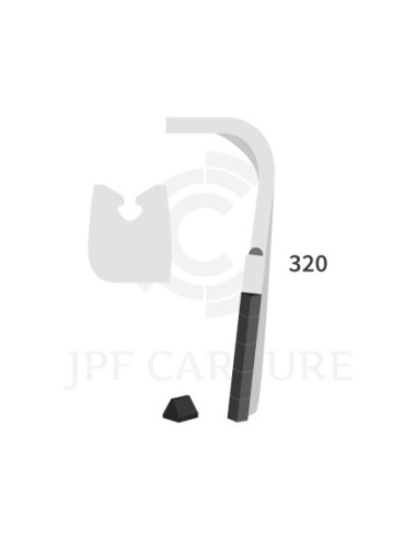 Dent de herse rotative droite 3 plaquettes carbure triangulaires, fixation rapide Zirkon 12.