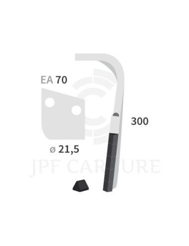 Dent de herse rotative droite 3 plaquettes carbure triangulaires Zirkon 9.