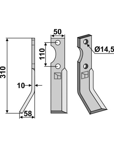 Couteau, modèle gauche