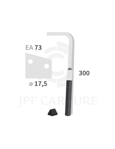 Dent de herse rotative droite 3 plaquettes carbure triangulaires Zirkon 7.