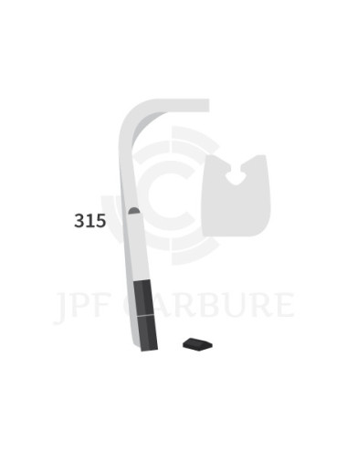 Dent de herse rotative gauche 2 plaquettes carbure, fixation rapide Zirkon 8.