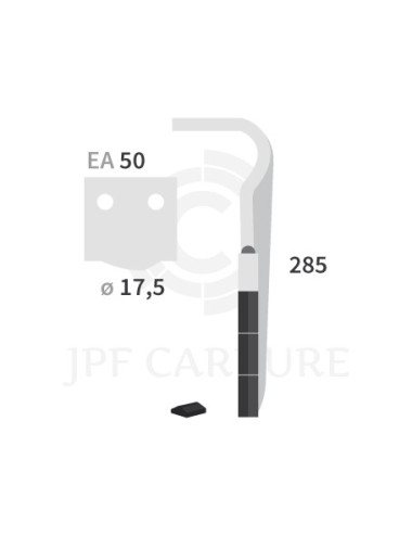 Dent de herse rotative droite 3 plaquettes carbure DC DS DL.