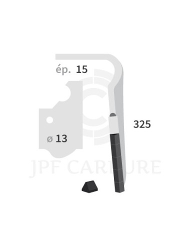 Dent de herse rotative droite 3 plaquettes carbure triangulaires Rapido.