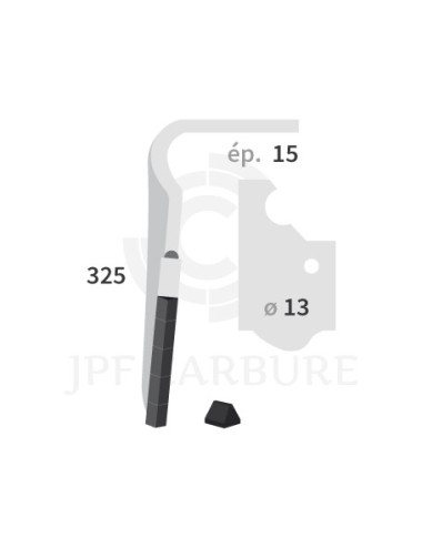 Dent de herse rotative gauche 3 plaquettes carbure triangulaires Rapido.