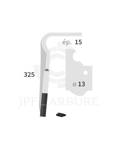 Dent de herse rotative gauche 2 plaquettes carbure Rapido.