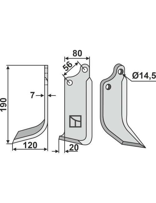 Couteau, modèle gauche