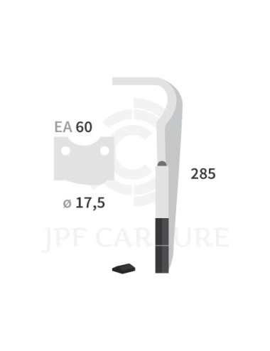 Dent de herse rotative droite 2 plaquettes carbure.
